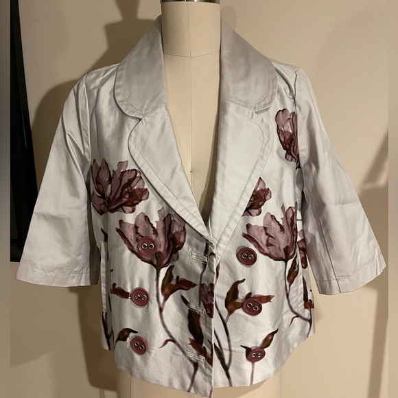 EUC Anthropologie cropped dbl breasted printed jacket - Picture 1 of 3